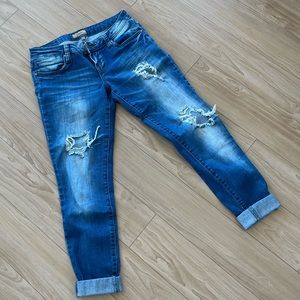 distressed denim pants